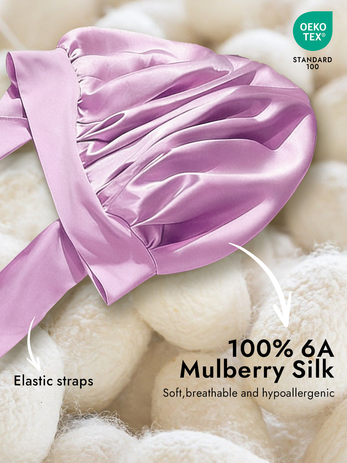 [Lavender] SilkSilky-AU Pure Silk Sleep Cap 002