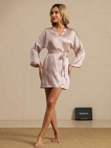 [Pink Heart Geo] SilkSilky-AU Long Sleeve Women's Dressing Gown 006