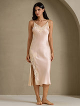 [Light Pink] SilkSilky-AU Sleeveless V Neck Nightgown 008