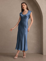 [Real Teal] SilkSilky-AU Cap Sleeve Dress 007