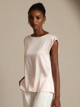 [Pink] SilkSilky-AU Cap Sleeve Round Neck Women's T-Shirt 003