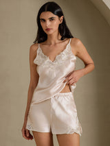 [Beige] SilkSilky-AU Sleeveless V Neck Camisole Set 006