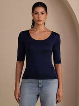 [Dark Blue] SilkSilky-AU Half Sleeve Women's T-Shirt 001