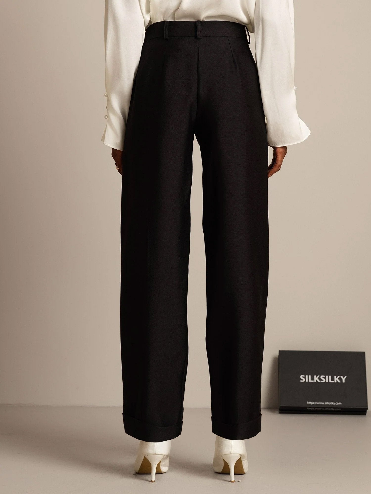 [Black] SilkSilky-AU 32Momme Wool Womens Pants 002,