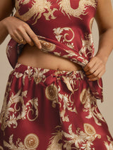 [Wine Dragon] SilkSilky-AU Spaghetti Strap V Neck Camisole Set 006