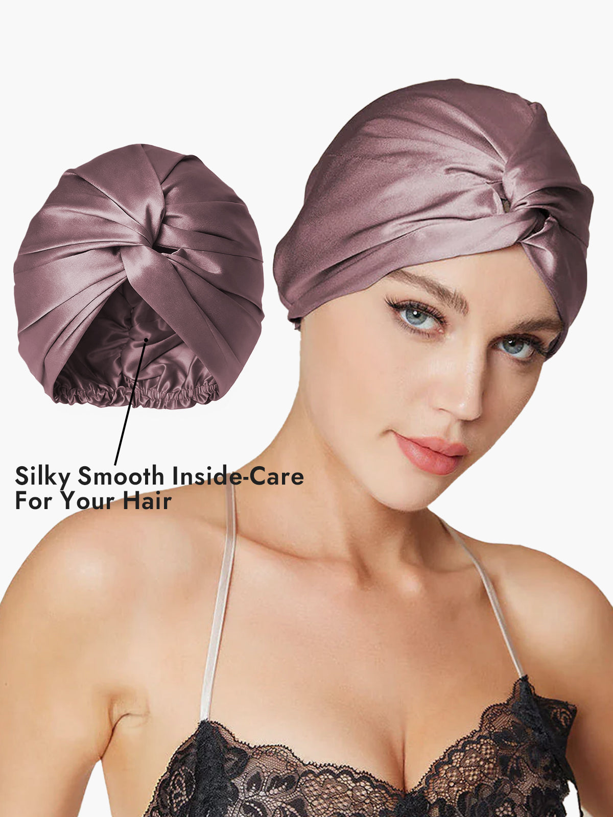 [Pale Mauve] SilkSilky-AU Pure Silk Sleep Cap 002