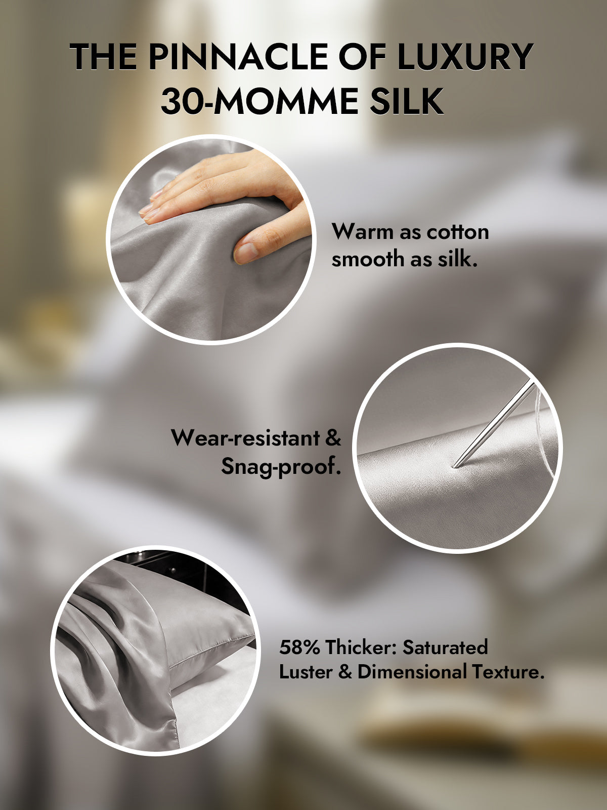 [Gray] SilkSilky-AU 30Momme Pure Silk Pillowcase 002