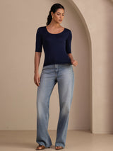 [Dark Blue] SilkSilky-AU Half Sleeve Women's T-Shirt 006