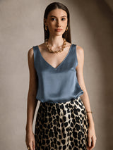 [Real Teal] SilkSilky-AU Sleeveless V Neck Camisole 003
