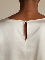 [White] SilkSilky-AU Long Sleeve Boat Neck Blouse 005