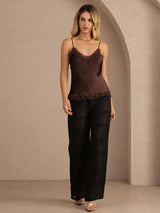 [Brown] SilkSilky-AU Spaghetti Strap V Neck Camisole 006