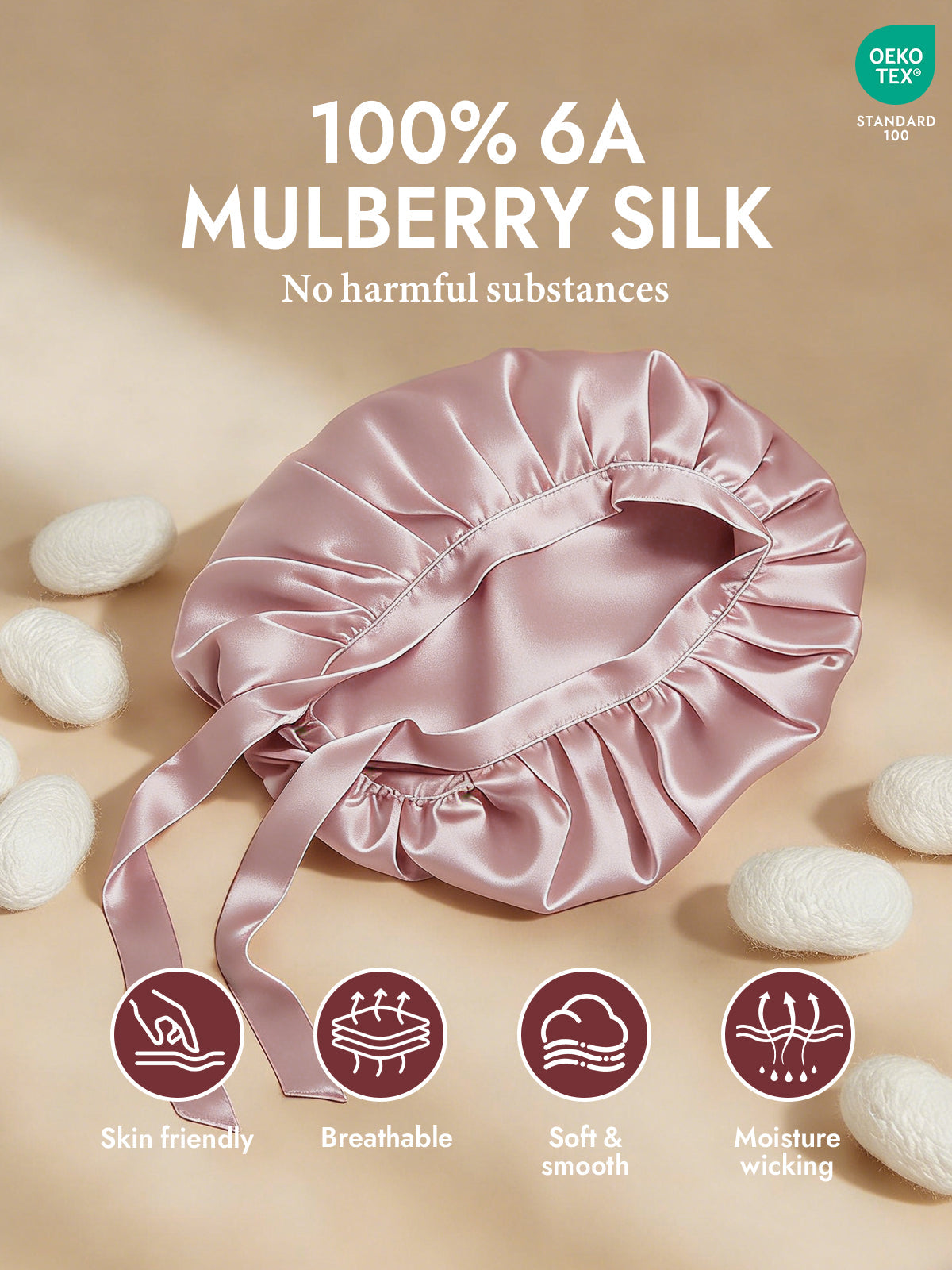 [Pale Mauve] SilkSilky-AU Pure Silk Sleep Cap 002