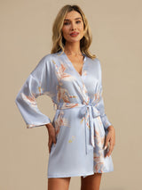 [Light Blue] SilkSilky-AU 3/4 Sleeve Women's Dressing Gown 002