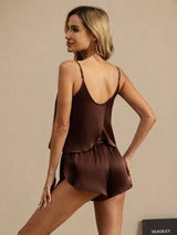 [Brown] SilkSilky-AU Spaghetti Strap Camisole Set 002