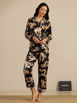 [Black Dragon] SilkSilky-AU Long Sleeve Lapel Collar Women's Pyjamas 006
