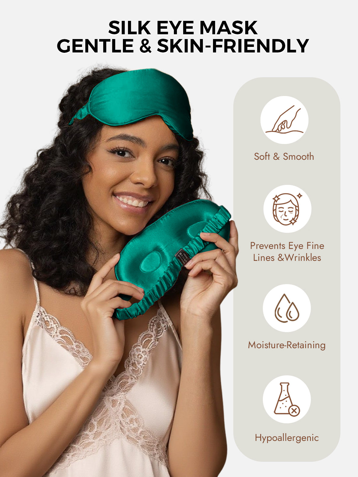 [Dark Green] SilkSilky-AU Pure Silk Eye Mask 003