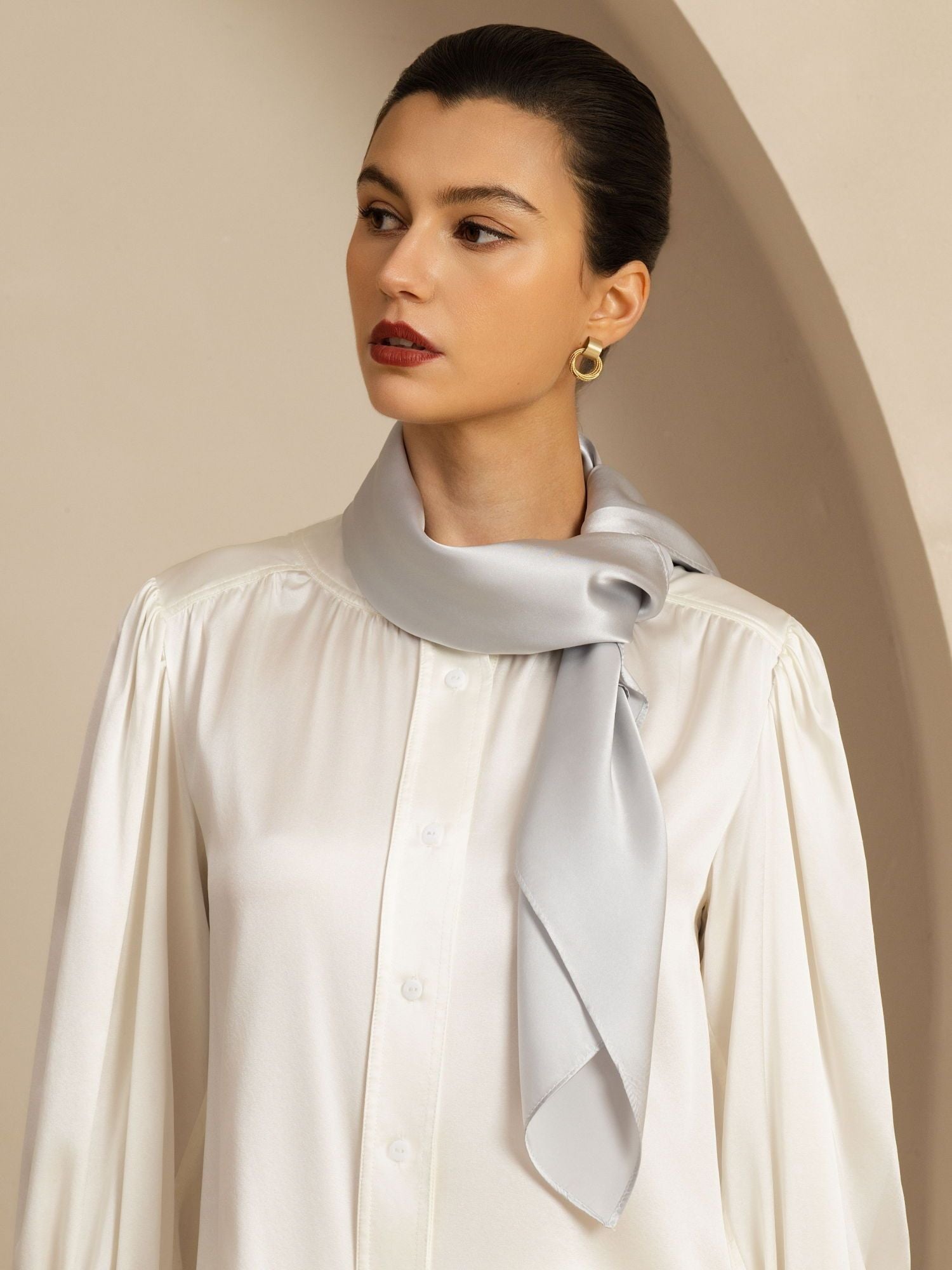 [LightGray] SilkSilky-AU Pure Silk Scarf 002