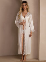 [White] SilkSilky-AU 3/4 Sleeve Womens Robe 007