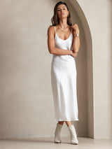 [White] SilkSilky-AU Sleeveless V Neck Dress 006