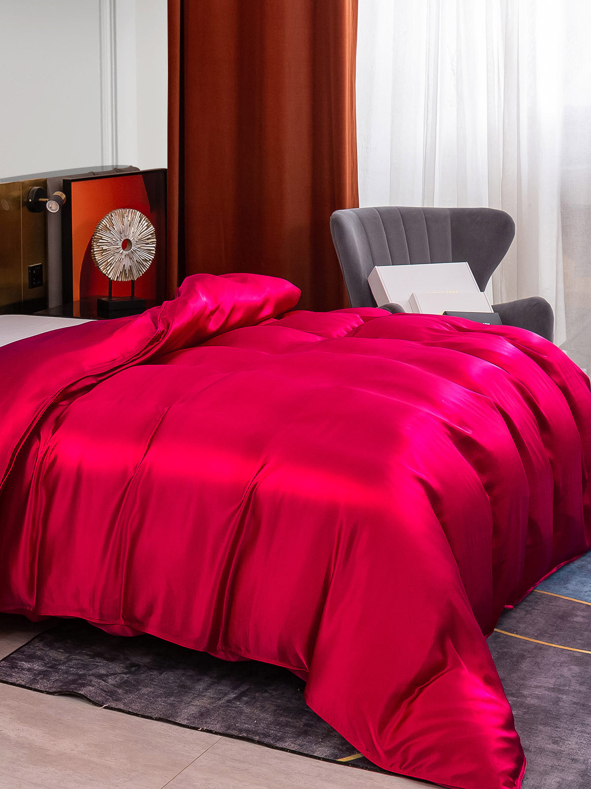 SilkSilky AU 25Momme Pure Silk Duvet Cover Wine 001