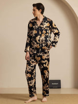 [Black Dragon] SilkSilky-AU Long Sleeve Lapel Collar Men's Pyjamas 006