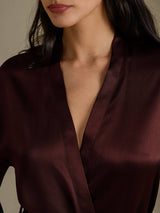 [Brown] SilkSilky-AU Long Sleeve Women's Dressing Gown 005
