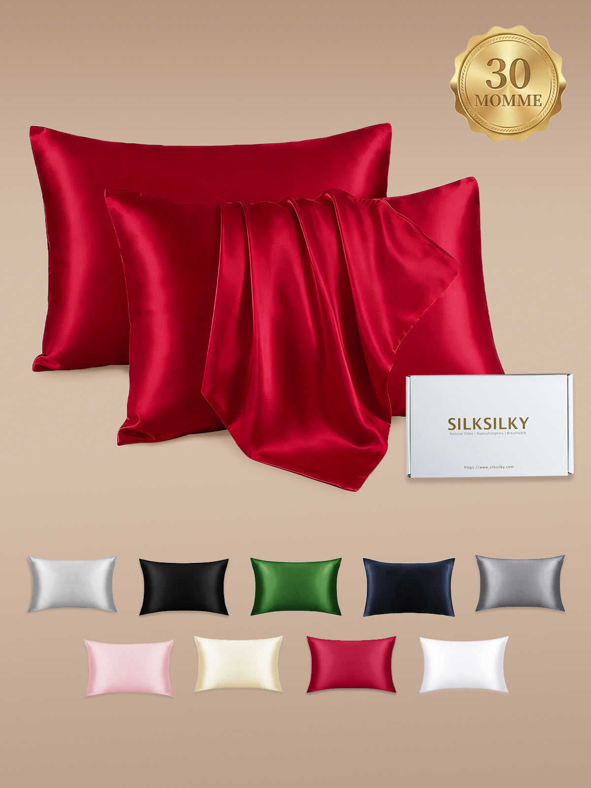 [Wine] SilkSilky-AU 30Momme Pure Silk Pillowcase 001