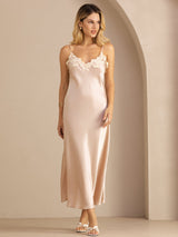 [Pink] SilkSilky-AU Spaghetti Strap V Neck Dress 003