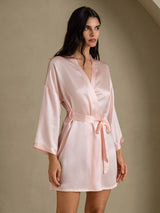 [Light Pink] SilkSilky-AU 3/4 Sleeve Women's Dressing Gown 003
