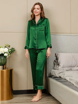 [Green] SilkSilky-AU Long Sleeve Notch Collar Women's Pyjamas 004