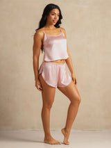 [Pink] SilkSilky-AU Spaghetti Strap Scoop Neck Camisole Set 007