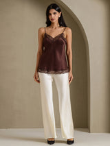 [Brown] SilkSilky-AU Spaghetti Strap V Neck Camisole 007