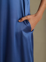 [Real Teal] SilkSilky-AU Short Sleeve Crew Neck Dress 005