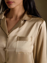 [Champagne Gold] SilkSilky-AU Long Sleeve Lapel Collar Women's Pyjamas 004