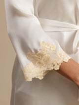 [White] SilkSilky-AU 3/4 Sleeve Women's Dressing Gown 006