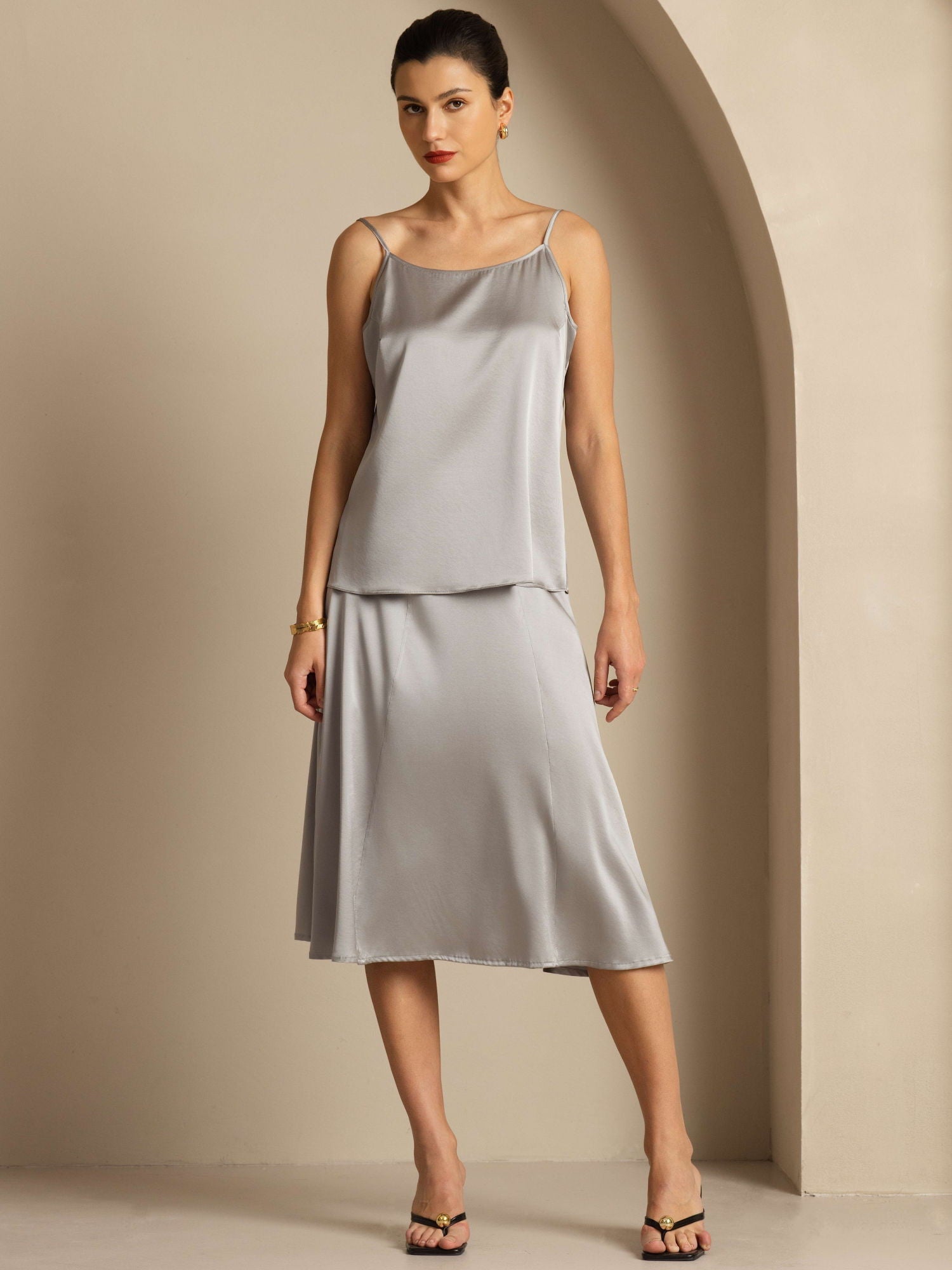 [Griffin Gray] SilkSilky-AU 19Momme Silk Spaghetti Strap Round Neck Camisole 003