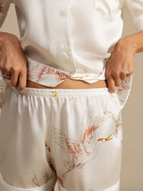 [White] SilkSilky-AU Short Sleeve Lapel Collar Women's Pyjamas 005