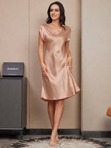 [Tuscany] SilkSilky-AU Cap Sleeve V Neck Nightgown 001