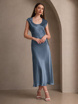 [Real Teal] SilkSilky-AU Cap Sleeve Dress 005