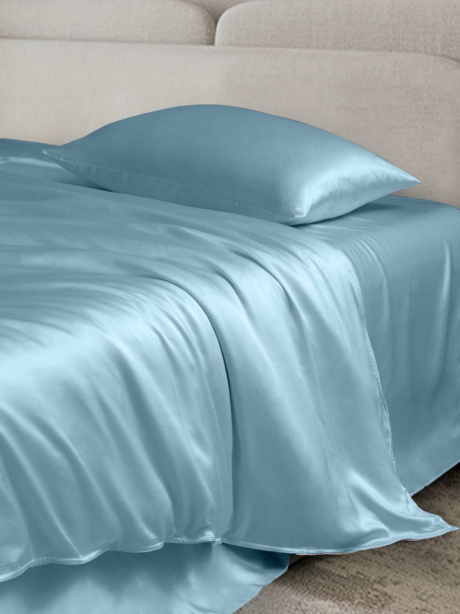 [Light Blue] SilkSilky-AU 19Momme Bedding Set 003
