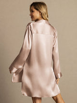 [Tuscany] SilkSilky-AU Long Sleeve Lapel Collar Nightshirt 002