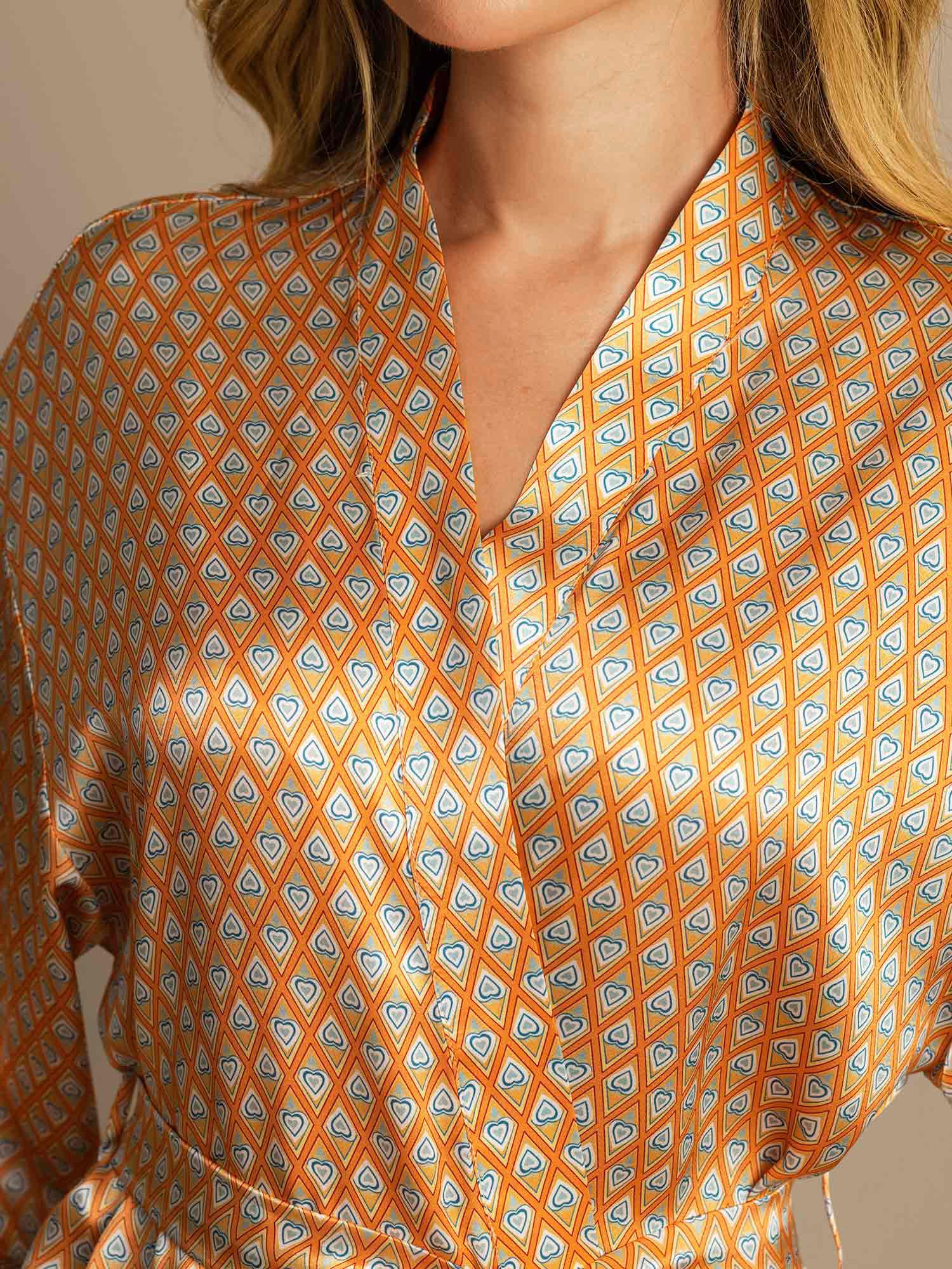 [Floral] SilkSilky-AU Pure Silk Womens Robe 008,