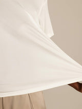 [White] SilkSilky-AU 100% Silk Jersey Short Sleeve Round Neck Women's T-Shirt 005