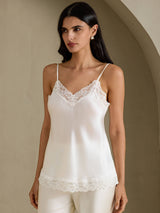 [White] SilkSilky-AU Spaghetti Strap V Neck Camisole 006