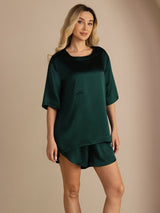 [Dark Green] SilkSilky-AU Short Sleeve Round Neck Women's Pyjamas 003
