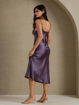 [Purple Gray] SilkSilky-AU Sleeveless V Neck Dress 002