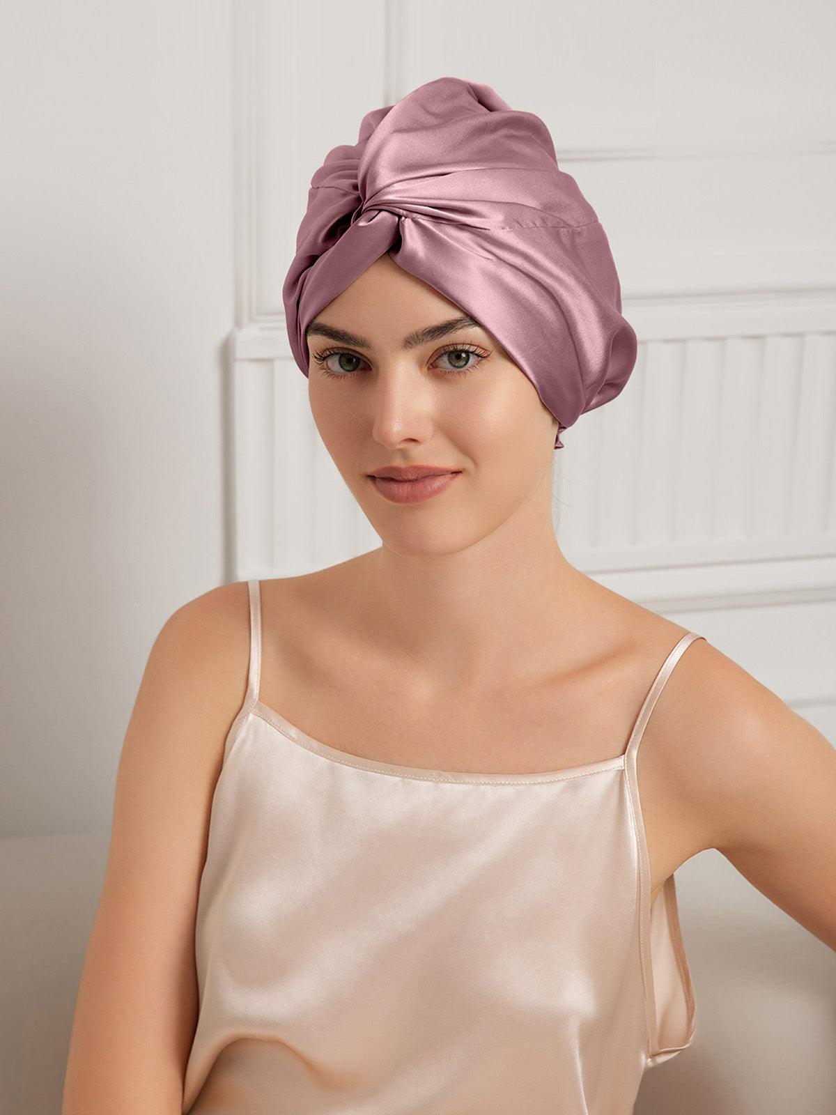 [Pale Mauve] SilkSilky-AU 22Momme Pure Silk Sleep Cap 001