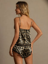 [Leopard] SilkSilky-AU Sleeveless V Neck Camisole Set 002