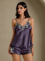 [Purple Gray] SilkSilky-AU Sleeveless V Neck Camisole Set 001