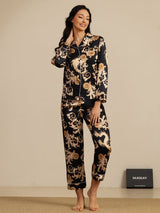 [Black Dragon] SilkSilky-AU Long Sleeve Lapel Collar Women's Pyjamas 008